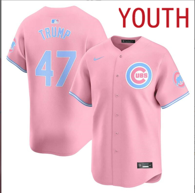 Youth  Chicago Cubs #47 Trump pink 2024 Nike MLB jersey->youth nfl jersey->Youth Jersey